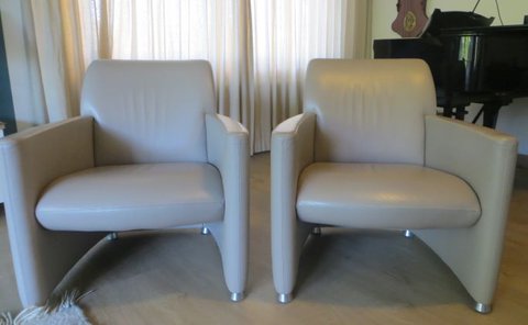 2x Leolux Quantissimo luxe fauteuils kalfsleder