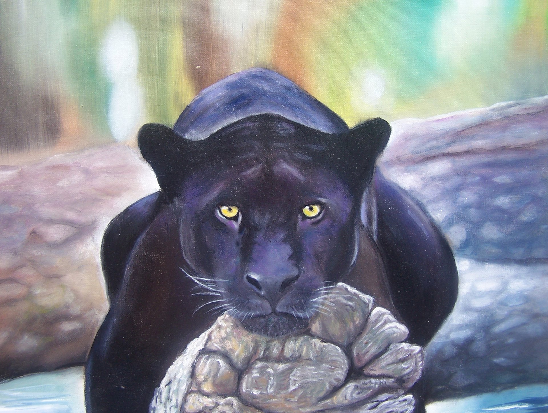 Christien Velthuizen Black panther painting | € 100 | Whoppah Christien Velthuizen Black panther painting | € 100 | Whoppah