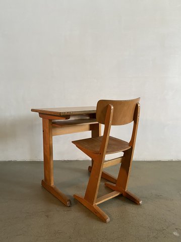 Casala Wooden Children's Desk with Matching Chair, Germany, 1950s