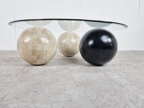 Mid Century tesselated stone sphere coffee table