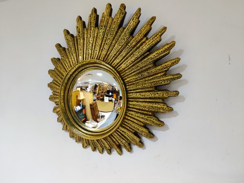 Mid century golden sunburst mirror, 1960s