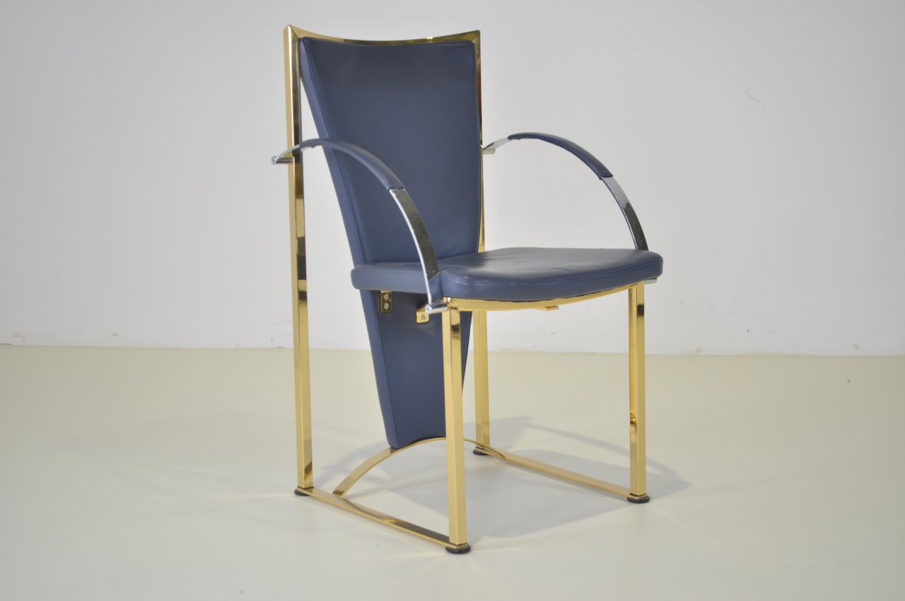 Image 5 of 6x Ronald Schmitt Germany vintage brass and leather chairs