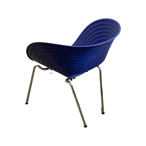 Vitra - Ron Arad - Dining chair on chromed base - model Tom Vac - Blue seat
