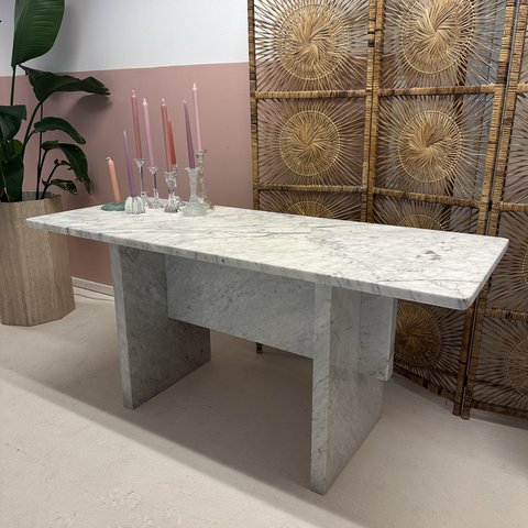 Vintage Carrara White Marble Desk table