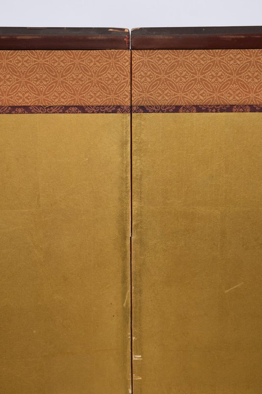 Japanese Two Panel Room Divider (Byobu) with brocade borders