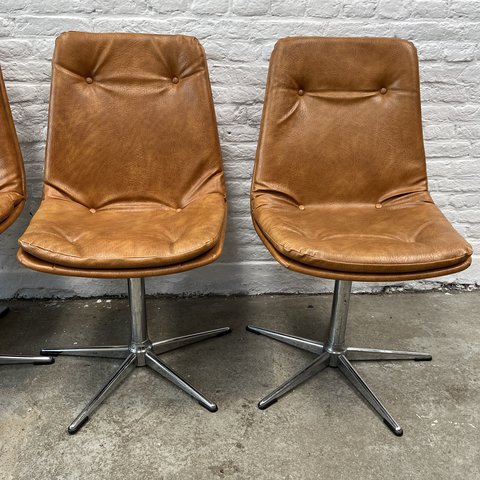 8x Vintage dining room chairs on chrome base - rotatable | 70s