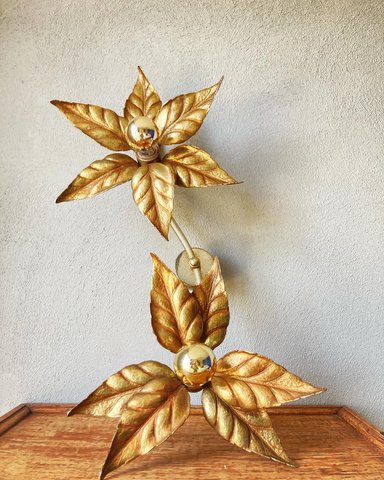 Massive brass flower lamp