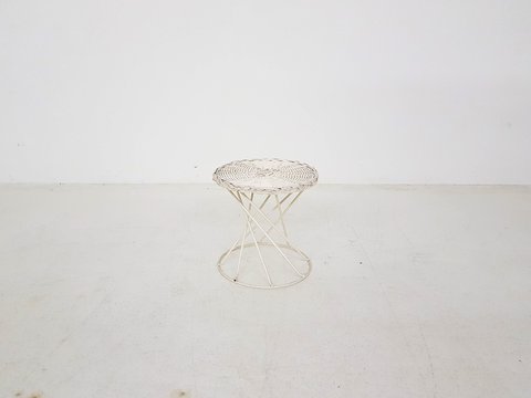 Vintage metal and rattan wire stool