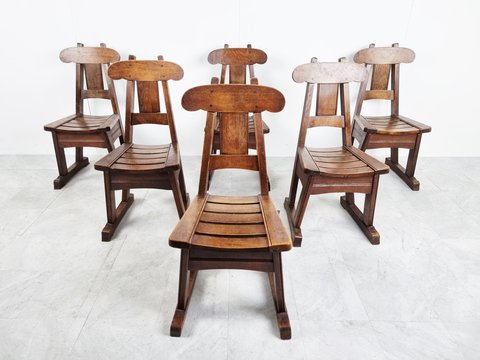 6x Vintage brutalist dining chair