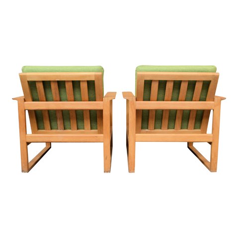 2x Vintage Børge Mogensen, model 2256 eiken fauteuils, set