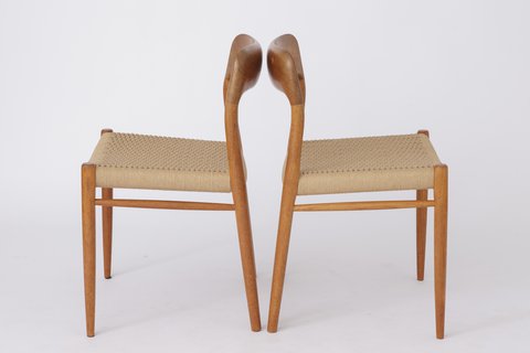 Pair Niels Møller Chairs # 75 Danish Teak 1950s Vintage