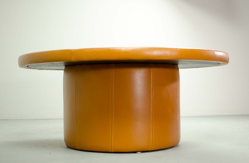 Cognac Leather Patchwork Coffee Table by Laauser, 1970s