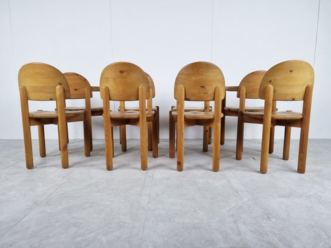 8x Rainer Daumiller pine wood dining chairs for Hirtshals Savvaerk, 1980s
