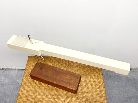 XL Vintage Fluorescerende bureaulamp met een massief houten voet
