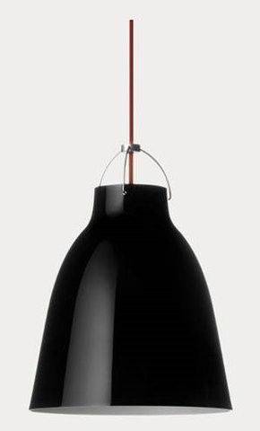 Fritz Hansen Suspension Caravaggio P2 schwarz mit rotem Kabel