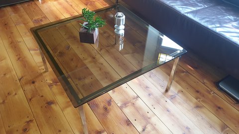 Vintage coffee table with smoked glass