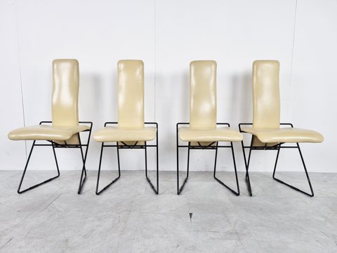 4x Vintage postmodern dining chairs, 1980s