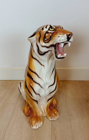 Keramiek XL beeld van tijger, 1960's