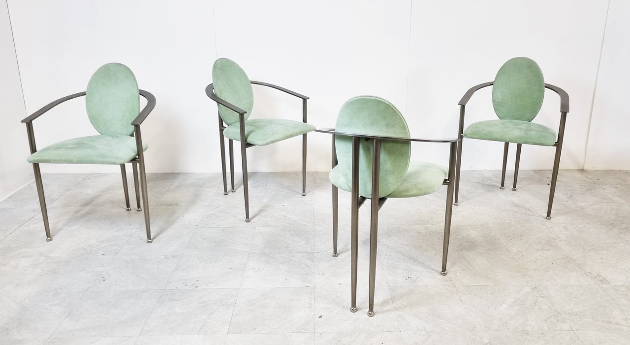 4x Vintage dining chairs by Belgo chrom, set - 1980s