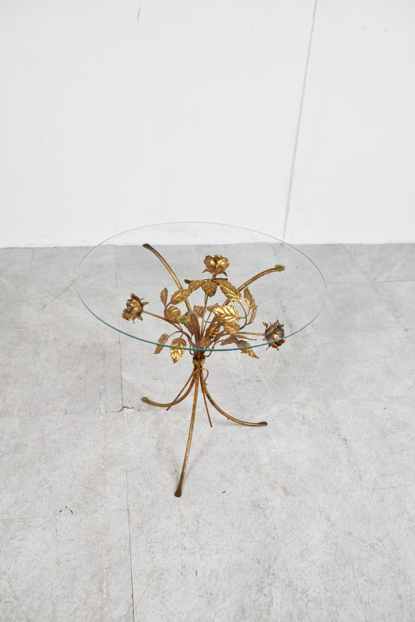 Image 6 of Vintage gilt metal flower side table