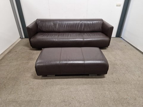 Vintage Rolf Benz 6300 - 3 seater sofa + Hocker - Brown - Leather