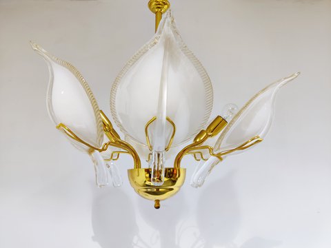 Murano glass leaf chandelier by Barovier & Toso, 1970s