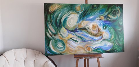 Maia Siradze 'Jupiter' XXL abstract schilderij