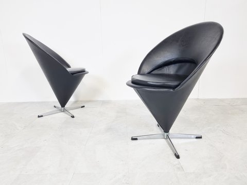 2x Early cone chairs by Verner Panton, 1950s
