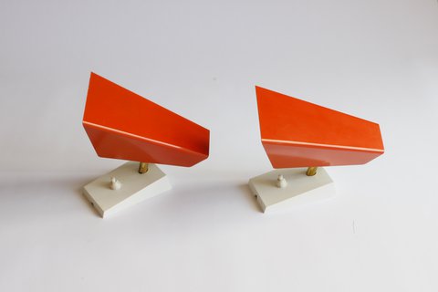 2x Orange wall lamps by J. J. M. Hoogervorst for Anvia, 1960s