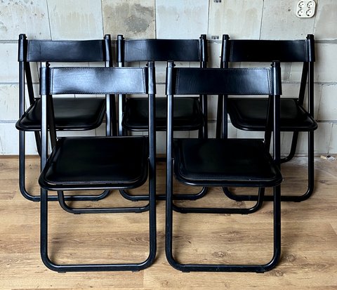 5x Arrben Italy Black Folding Chairs