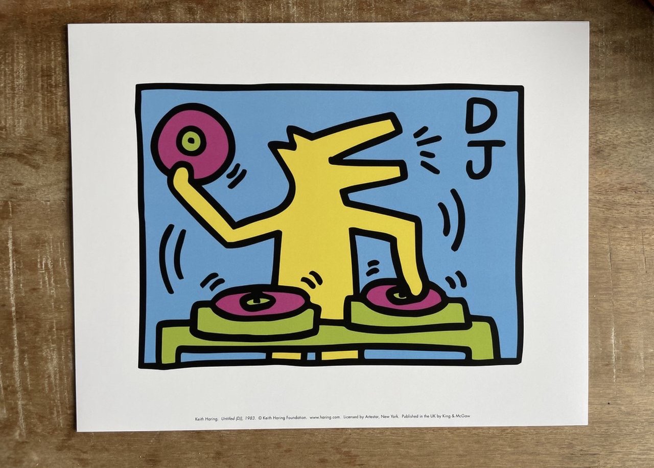 Image 1 of Keith Haring (naar) - Untitled (DJ), 1983, onder licentie van Artestar NY, gedrukt in het VK
