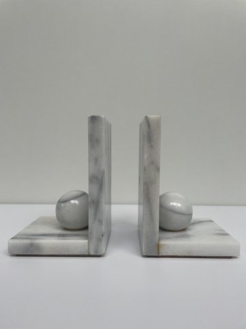 2x Carrara marble bookends