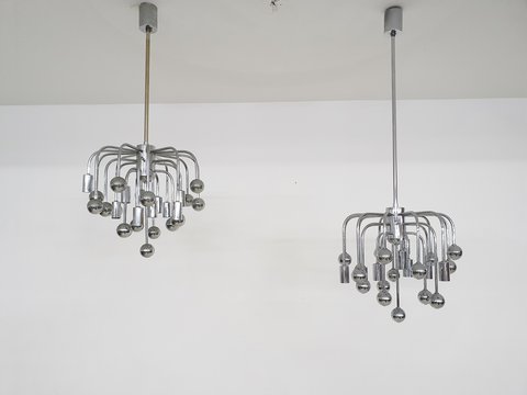 2x silver globes 'Sputnik' design lights
