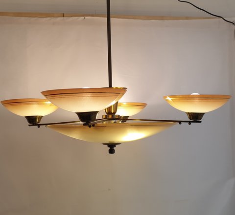 Geneigd zijn omdraaien Allerlei soorten Art Deco hanglamp vijf schalen | € 345 | Whoppah