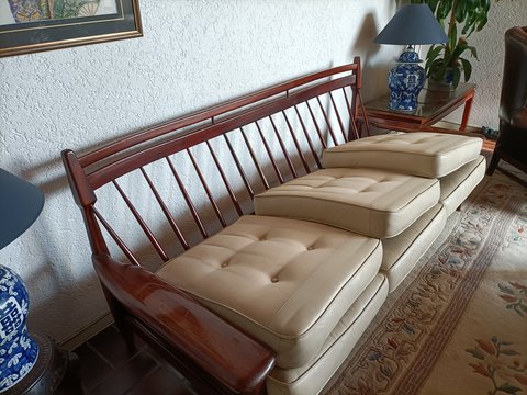 2 x fauteuils en bankstel vintage palissander hout