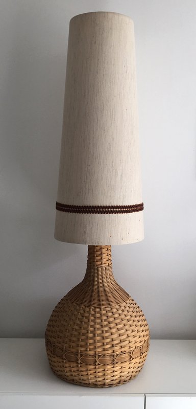Vintage lamp, rotan gevlochten voet