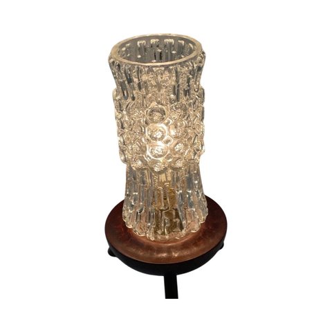 1950’s - Table lamp of teak base and glass shade