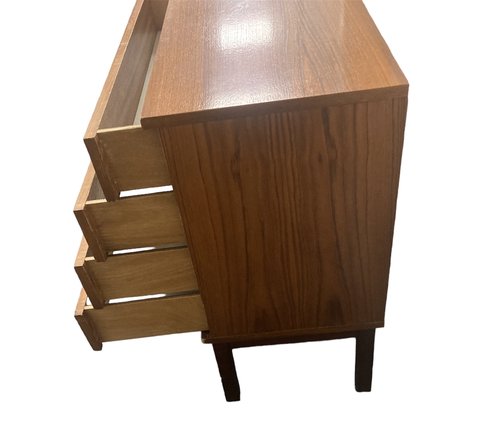 Vintage Danish Teak Veneer 4 drawer cabinet from the 1960s