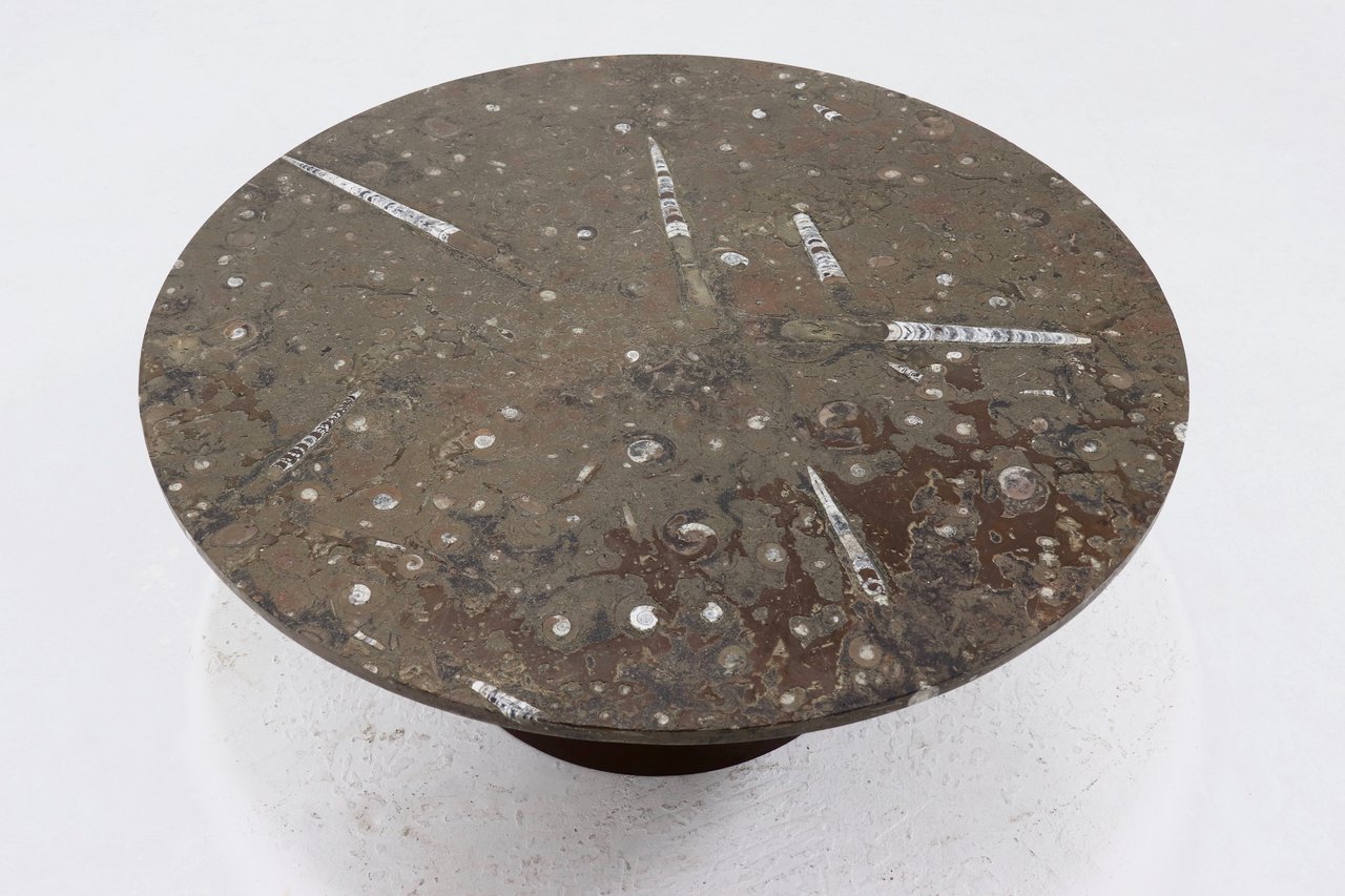 Image 4 of Seltener Couchtisch aus fossilem Stein von Metaform aus den 1980er Jahren