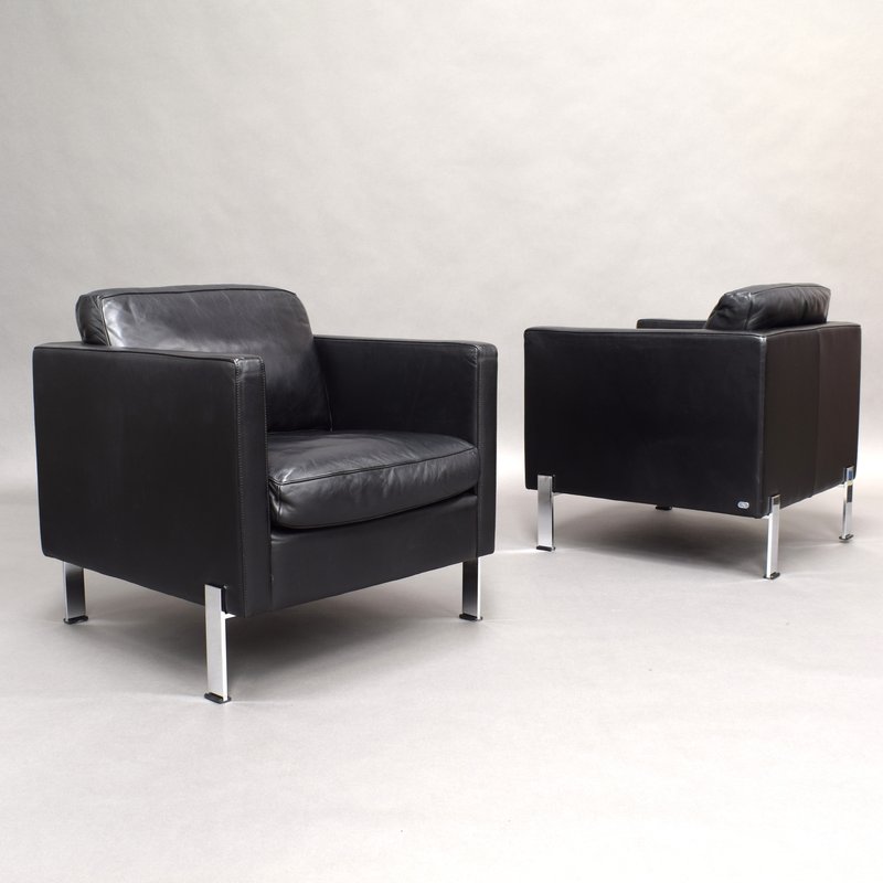 2x De Sede ds-118 fauteuils in zwart leer - zwitserland