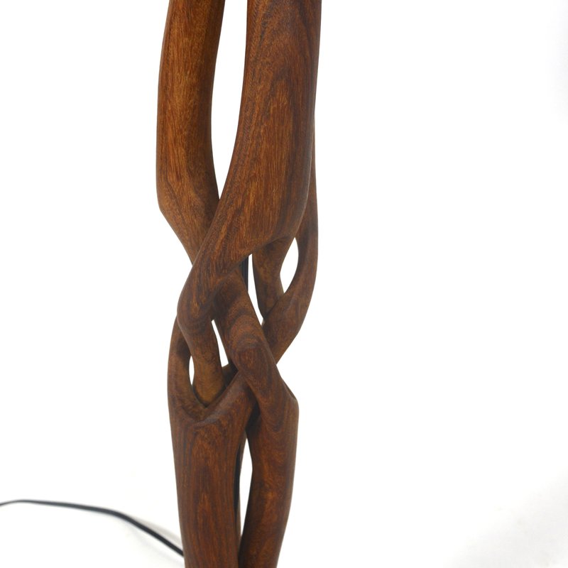 Mid Century hand carved Scandinavian teak table lamp - 1950-60's