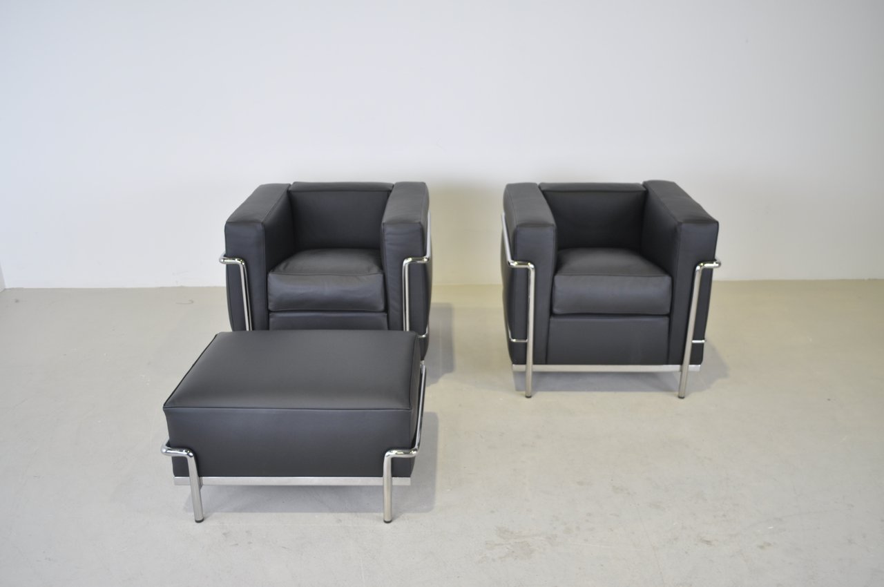 Image 3 of 2x Cassina LC2 fauteuil + hocker nieuw