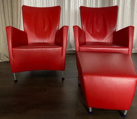 2x Montis armchairs with ottoman