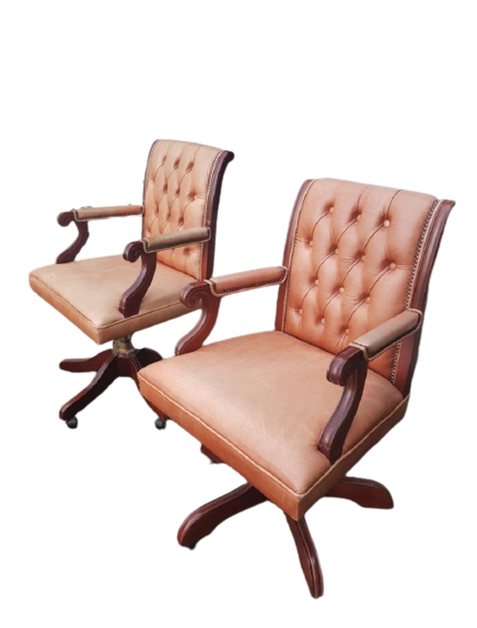 2 Original Chesterfield leather office chairs "President"