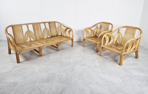 Vintage bamboo sofa set