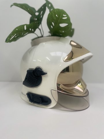 Vintage MSA Gallet fire helmet flower pot