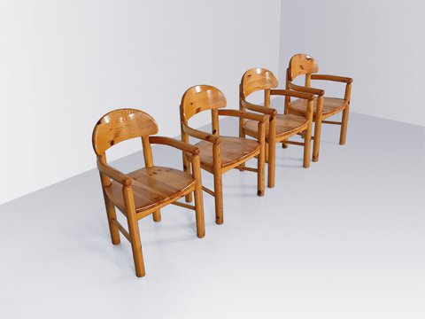 4x Hirtshals Savvaerk Brutalist dining chair by Rainer Daumiller, set