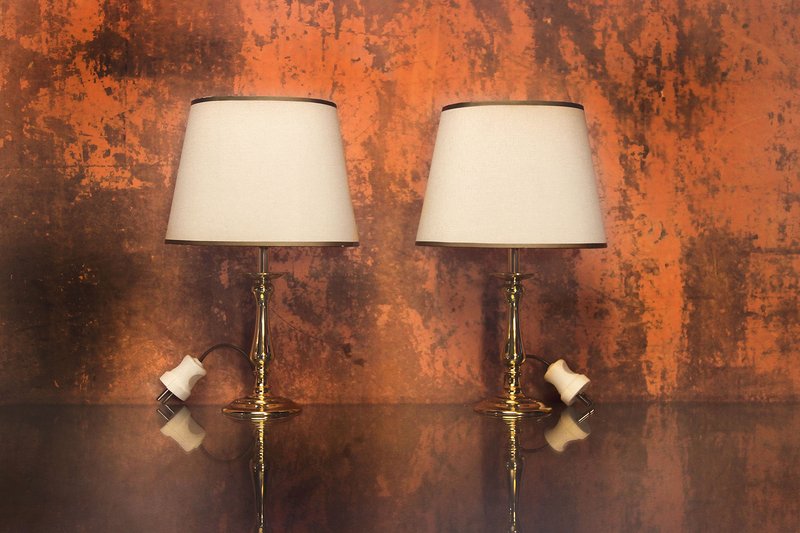 Set of 2 Kullmann Vintage Brass Table Lamp, Bed Side Lamp