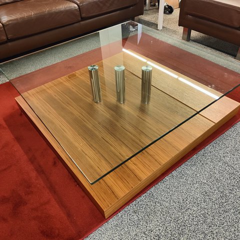 Ronald Schmidt large coffee table walnut with glass top