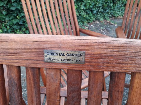 4 Teak wooden chairs brand Oriental Garden, foldable